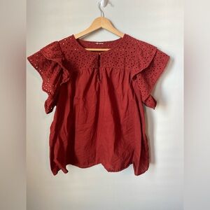 a new day Women's Red Eyelet Blouse